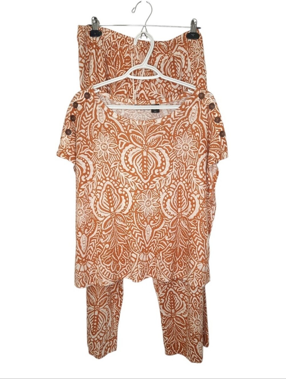 Tahari Two Piece Linen Top and Pant Coordinating Matching Set Womens Size XL